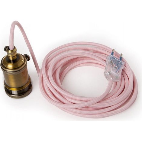 Pendel E27 Cable 5000Mm Rojo 3 X 0,75 Portalámparas Interruptor Rotativo Latón - Enchufe [AM-AT530