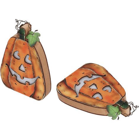 Lanterne Citrouille Halloween LED en Bois Lumière Décorative pour Fête Automne Maison (1/5)