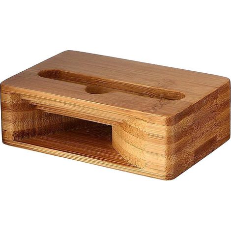 Support universel en bambou pour téléphone portable avec amplificateur de son et support pour haut-parleur en bois. (1/4)