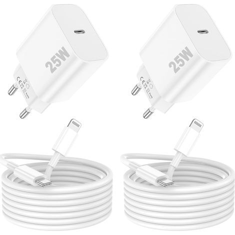 Chargeur Rapide,PD 3.0 USB-C avec Câble Lightning 2M Lot de 2 Compatible 11 12 13 14 Pro Pro Max Charge Sécurisée et Ultra-Rapide (1/5)