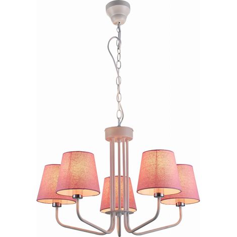 Lampadario Candellux York 5 luci E14 Ø72 rosa bianco (1/2)