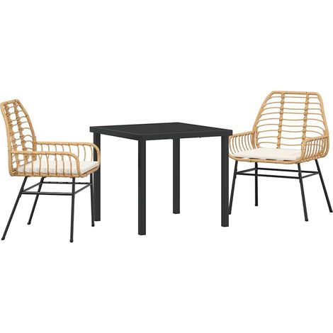 Garden Dining Set 3 pcs Brown Poly Rattan vidaXL (1/5)