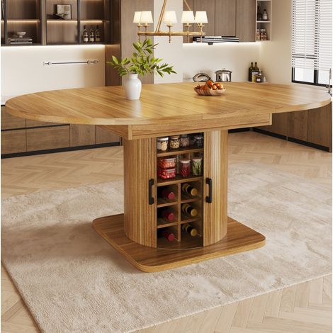 Mesa extensible con almacenaje, MDF y metal, marrón oscuro HAVRYA (1/5)