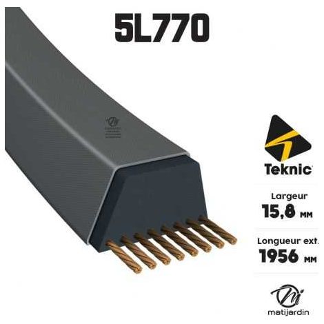 Courroie tondeuse Tiger Belts 5L770 kevlar trapézoïdale  15,8 x 1956 mm (1/4)