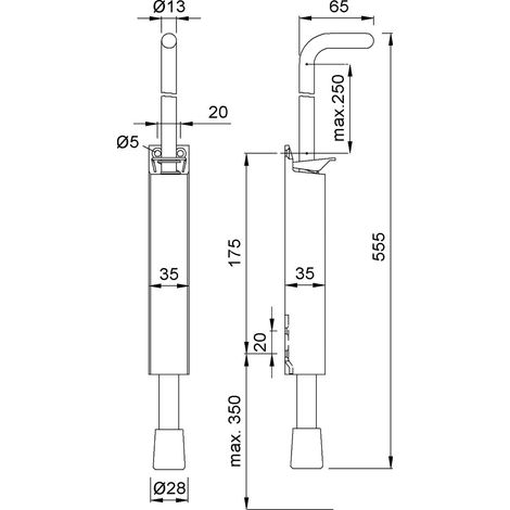Fermo porta niederhoff-dellenbus 1048 alluminio 250 mm