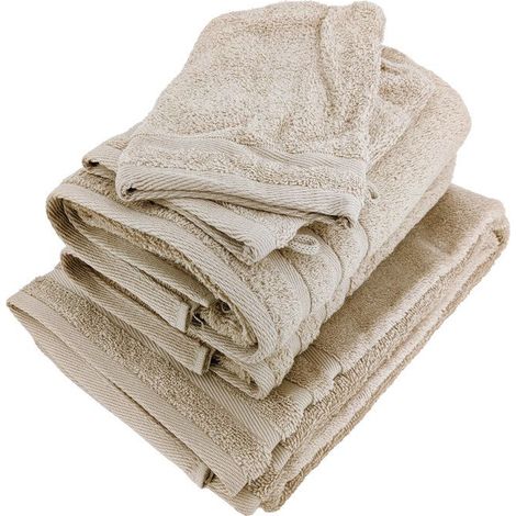5 pièces, parure de bain marron Marfil, serviettes éponge douce, design minimaliste, idéale pour salle de bain moderne