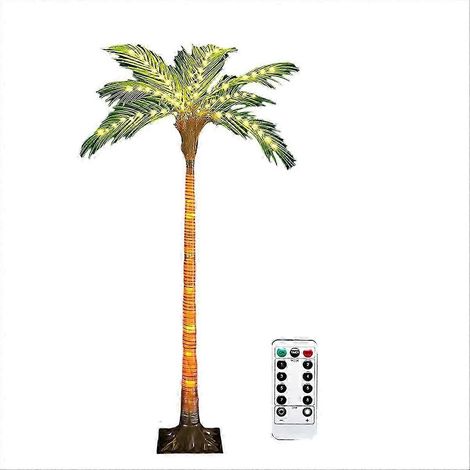 Palmier lumineux solaire, compatible avec la décoration de patio et d'extérieur, palmier artificiel de 1,4 mètre avec 110 lumières LED, de haute qualité, convient aux piscines, bars et autres lieux. (1/5)