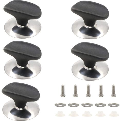 5 pièces, livraison en une seule pièce, couvercle de casserole, petit trou, poignée universelle anti-brûlure, perle supérieure, capuchon, bouchon, accessoires pour poignée verticale (1/5)