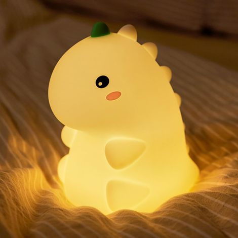 Dinosaure Veilleuse Enfant, Silicone Lampe de Chevet Enfant, Veilleuse Bébé Portable Rechargeable enfant Tactile, Dinosaure veilleuse Bebe Kawaii Deco Chambre Bebe, Cadeau Fille Garcon (1/5)