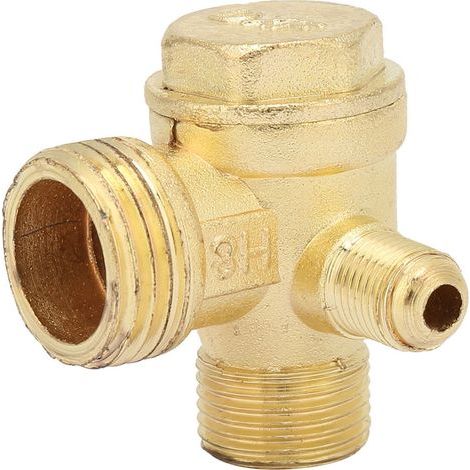 Pompe à tête de compresseur d'air, clapet anti-retour en alliage de zinc doré, excellent remplacement 1/2" 3/8" pour raccord de tube de compresseur (1/5)