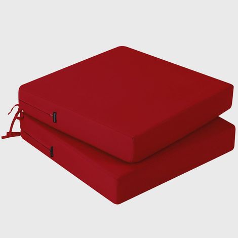 Lot de 2 Coussins de chaise 50x50 pour l'extérieur, Coussins de siège en mousse imperméables pour jardin, Coussin de chaise pour terrasse avec bandes, Coussin de chaise pour salle à manger