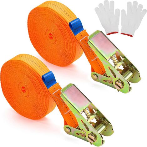 Spanngurte mit Ratschenschloss 2 Stück 10m 25mm 1000kg orange