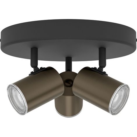 Spot Moderno Consuma 1 Acciaio Nero 3 Luci Gu10 Ip44 (1/2)