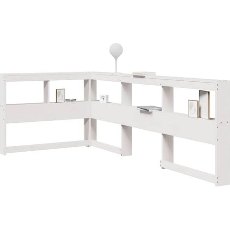 Bookcase Headboard L-Shaped White 90 cm Solid Wood Pine vidaXL (1/5)
