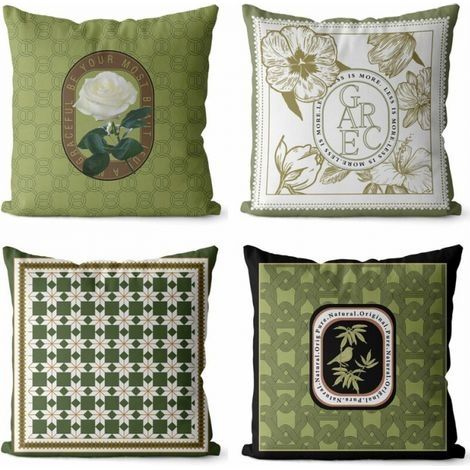 Lot de 4 45x45 Housses de Coussin Taie d'oreiller Décoratif Canapé pour Chambre, Canapé, Chaise, Lit,Jardin (Vintage vert) (1/5)