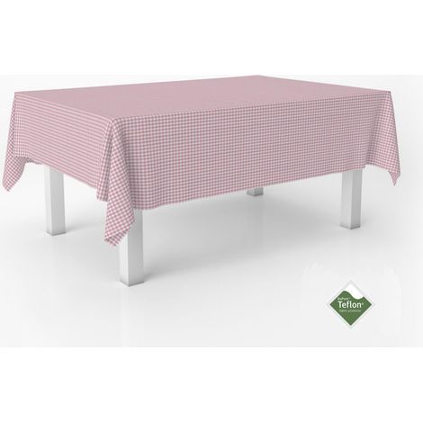 Nappe Vichy Petits Carreaux rectangulaire 220x140 cm Rose (1/5)