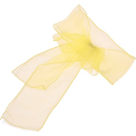 10 Pièces de Nœuds pour Chaises en Organza, Sash de Décoration pour Mariage et Événements - Jaune Vif (1/5)