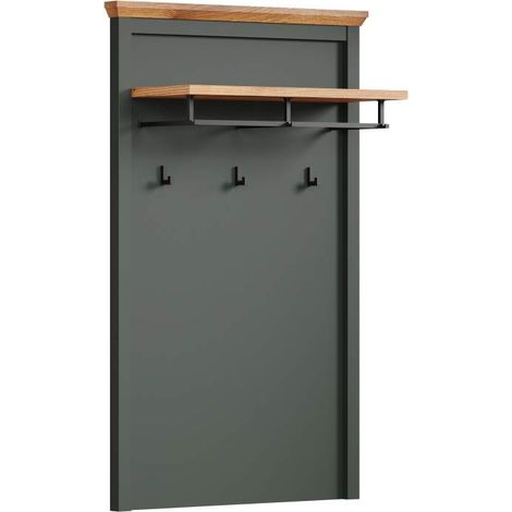 Porte manteau 3 patères et penderie 77x28x123 cm vert sapin - NUVEM (1/5)