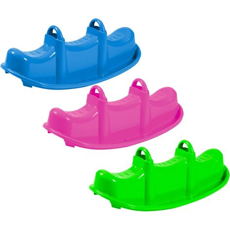 Dondolo 3 Posti 104x44x37 cm in Plastica Blu o Rosa o Verde (1/5)