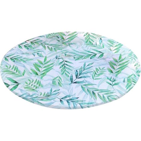 Runde, passgenaue Polyester-Tischdecke, Tischdecke mit elastischem Rand, wasserfeste und abwischbare Tischdecke für den Innen- und Außenbereich-Green Leaves 80cm (1/5)