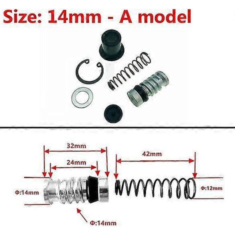 Kit de réparation de piston de maître-cylindre pour pompe d'embrayage et de frein de moto (11 mm, 12,7 mm, 14 mm, 16 mm) - Accessoires de réparation inclus (1 jeu - 14 mm - A) (1/5)