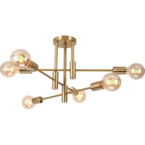 Industrielle 6 flammige E27 Deckenleuchte, 2er Pack, für Wohnzimmer, Schlafzimmer und Küche, Gold (1/5)