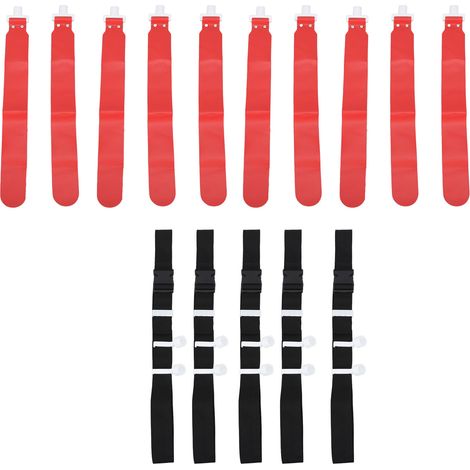 Set de flag football réglable 5 pièces, ceintures PP ajustables pour jeunes et adultes, équipement d'entraînement rouge. (1/5)