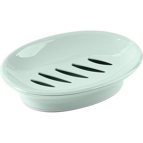 Support Savon - Plat à Savon Ovale en Plastique PP - Double Compartiment avec Évacuation - Pour Salle de Bains et Cuisine - 1 Pièce (1/5)