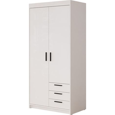Armoire Novduni 112, Blanc, 191x90x53cm, Portes d'armoire: Avec des charnières, Nombre d'étagères: 0 (1/4)