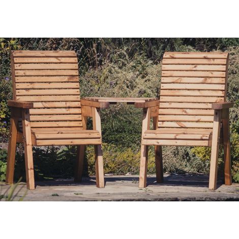 Valley Wooden Love Seat Angled Garden Chairs