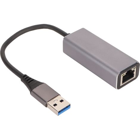 Adaptateur USB vers RJ45 1 Gbit/s, prêt à l'emploi, portable, en alliage d'aluminium, pour ordinateur portable, tablette ou ordinateur de bureau. (1/5)