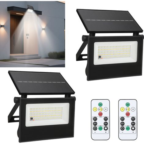 Jiubiaz 2X LED Solar Wandleuchte Strahler Lampen mit Bewegungsmelder Balkon Außen Treppen