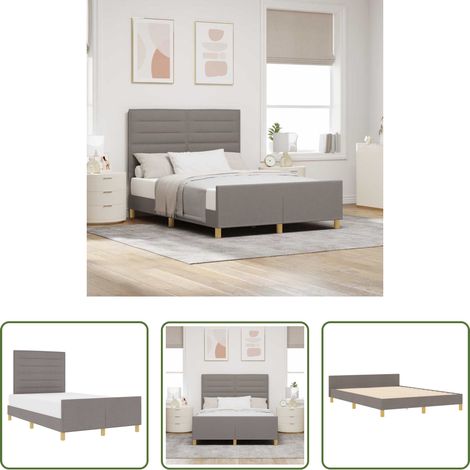 Stoffbett - Bettgestell mit Kopfteil Taupe 140 x 190 cm Stoff (1/5)