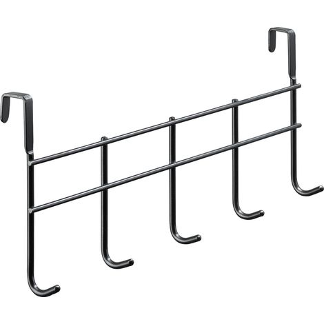 Hettich Türhängegarderobe Stahl 375 x 165 mm mit 5 Haken schwarz Aufbewahrungshaken