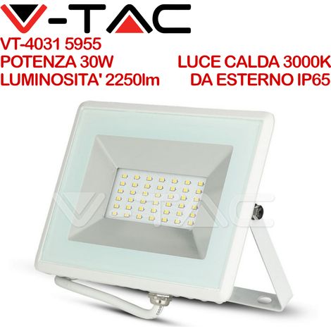 V-TAC VT-4031 E-SERIES FARO LED SMD 30W ULTRA SOTTILE DA ESTERNO COLORE BIANCO - SKU 5955 / 5956 / 5957 - Colore Luce: Bianco Caldo