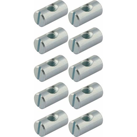 10x Montagebeschlag Gewinde M6 x Länge 20mm x 10mm Chromstahl Mutter Verbinder Holzmöbel Babybett Kinderbett Tisch Stuhl Schrank Regal Exzenterdübel