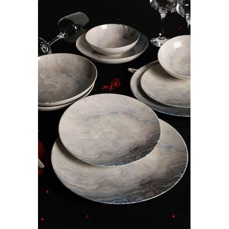 Elegante vajilla de 24 piezas, 100% porcelana, apta para lavavajillas y microondas. (1/5)