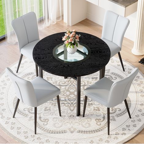 Set tavolo sedie rotondo MDF vetro 4 posti OKMYHOME (1/5)