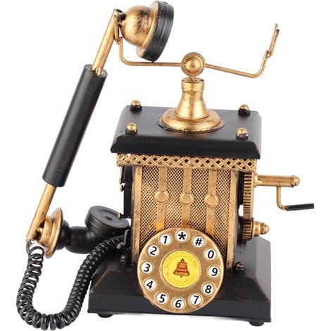Téléphone européen vintage à manivelle, décoration murale pour salon, chambre et fenêtre, modèle rétro (1/5)
