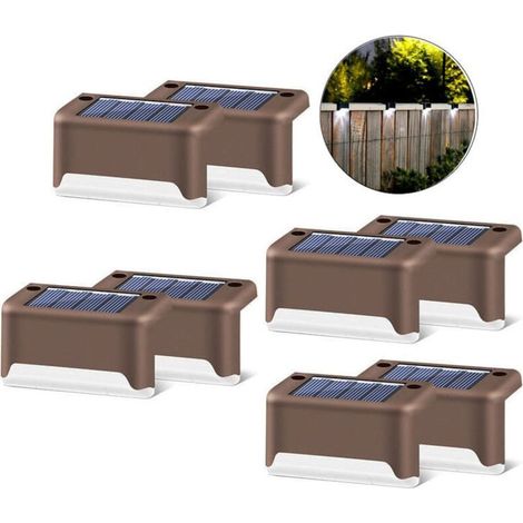 Lot de 8 lampes solaires LED étanches – Installation facile avec vis ou ruban adhésif – Pour escaliers, balustrades, jardin (1/5)