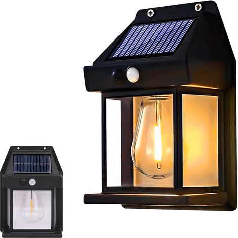Appliques solaires extérieures avec détection de mouvements - Lot de 2 - Ampoule filament rétro (1/5)