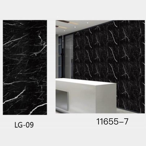 Trade Shop - Schwarzer Marmor-Effekt-Klebepanel Silber Wände 300 x 60 cm Zimmer - (1/3)