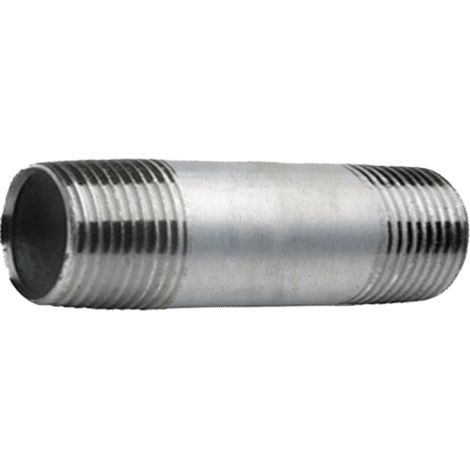Raccord de tuyau, mamelon galvanisé, 1 pouce, 20 cm