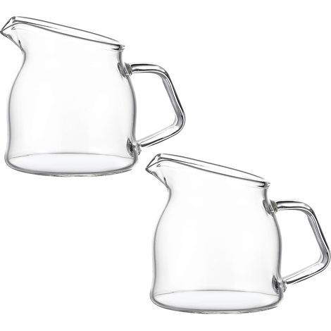 Pot à lait en verre borosilicaté, lot de 2, 100 ml, verseur transparent pour café, lait et sirop (1/5)