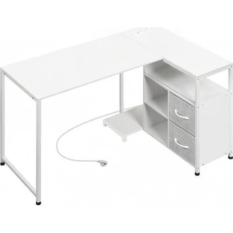 Scrivania angolare reversibile con presa di corrente, bianco, 120 x 80 x 76 cm (1/5)