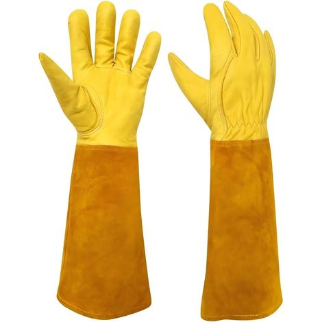 Filiyano-Gants de jardinage en cuir pour hommes et femmes - Manches longues, anti-épines, anti-rayures - Jardinage, élagage (Grande taille, 1 paire) (1/5)