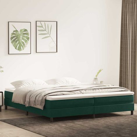 Sommier à lattes 200 x 210 cm en velours vert foncé avec pieds - PANGIVO (1/5)