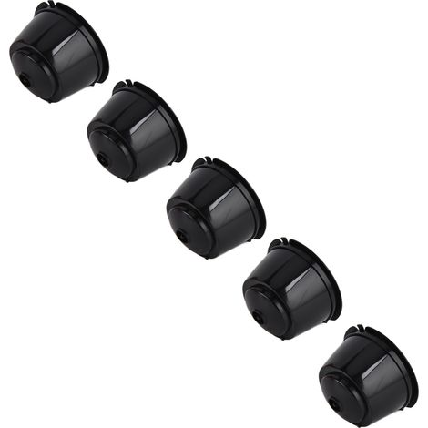 Lot de 5 capsules de café de 50 ml avec filtre à café réutilisable et cuillère pour machine à café DOLCE GUSTO (noir) (1/5)