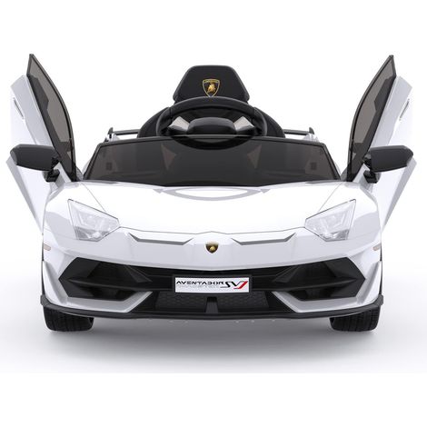 Voiture Électrique 12V pour Enfants Lamborghini, Télécommande, Vitesse 3-5 Km/h, Portes Hydrauliques, Suspension, de 3 à 8 Ans, Blanc (1/5)