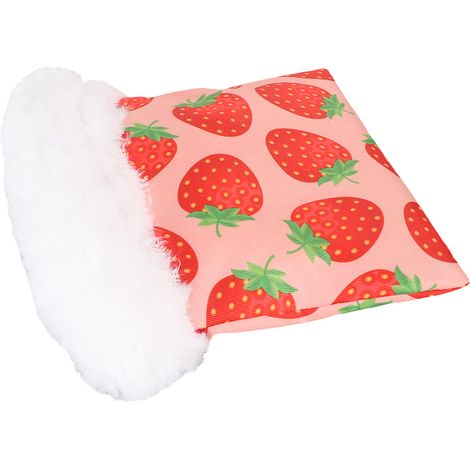 Sac de couchage pour hamster, imprimé fraise, doux et confortable, maisonnette/nid/cachette pour petits animaux de compagnie (cochon d'Inde, rat), taille L (1/5)